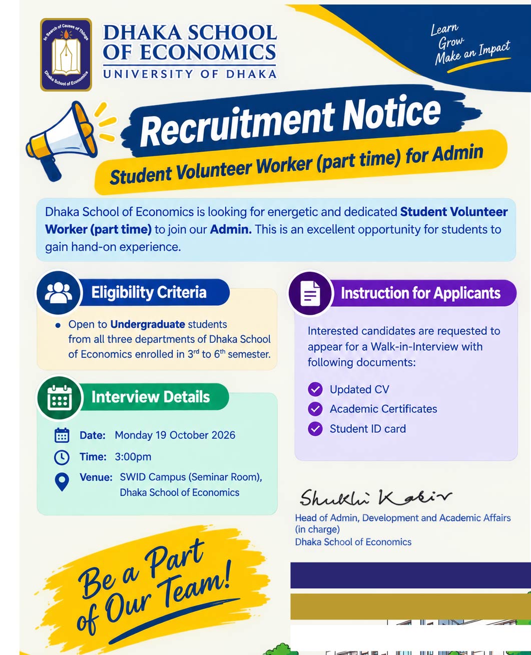 Recruitment Notice: Student Volunteer Worker (Part-Time) for Administration